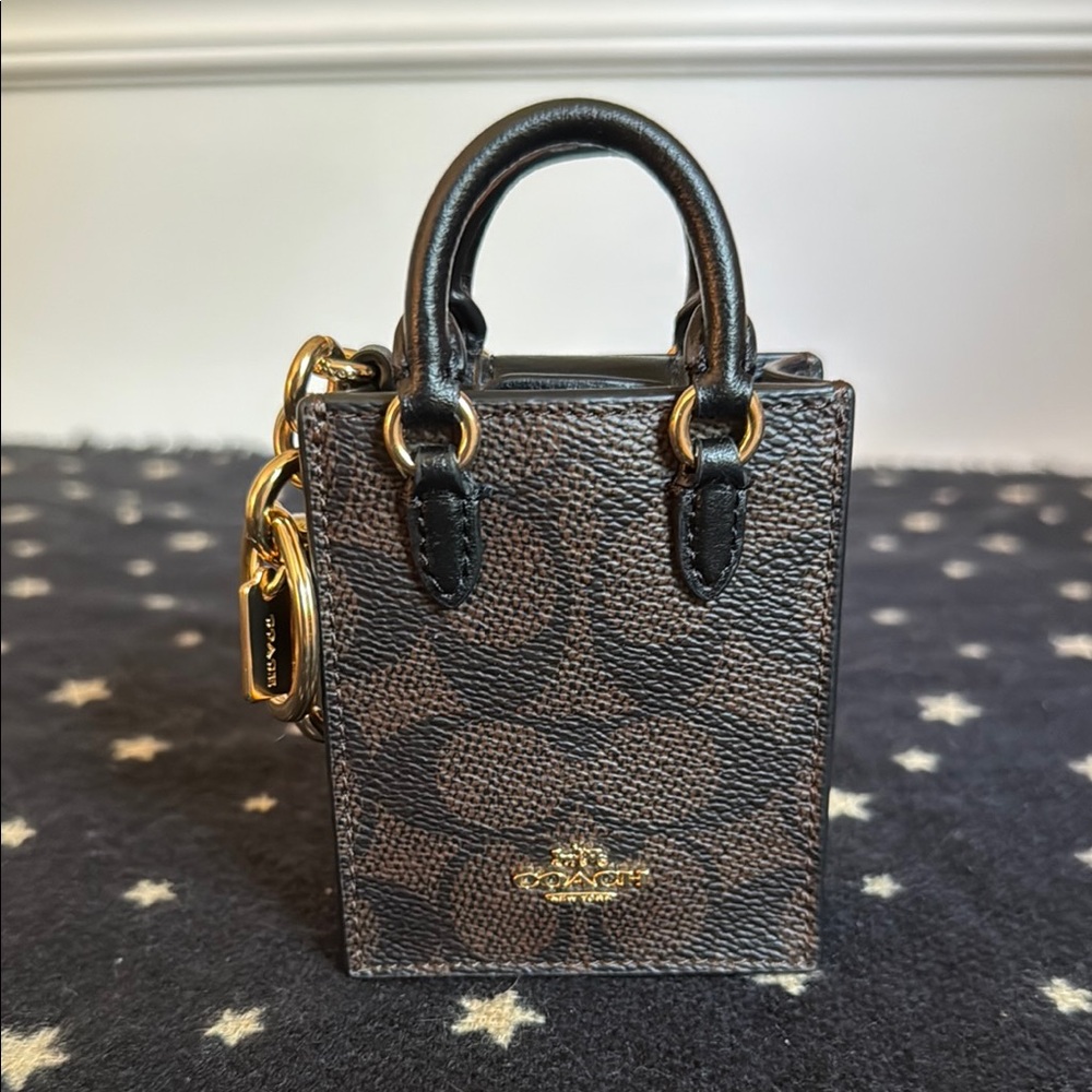 Coach Brown and Black Mini Tote with Gold Accents